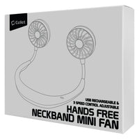 FANNECBK - Cellet Portable Hands-free USB Rechargeable Neck Fan with 3 Speed Control and 360 Degree Rotation, Personal Cooling Fan for Camping, Traveling, Amusement Parks, Concerts, sports and Other Outdoor/Indoor Activities - Black