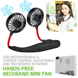 FANNECBK - Cellet Portable Hands-free USB Rechargeable Neck Fan with 3 Speed Control and 360 Degree Rotation, Personal Cooling Fan for Camping, Traveling, Amusement Parks, Concerts, sports and Other Outdoor/Indoor Activities - Black