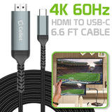 DCHDMI6 - Cellet 4K/60Hz HDMI to USB-C Cable, 6.6 ft. Type-C to HDMI Cable Compatible to iPad Pro 11in/12.9in, MacBook Air 2018/2017/2016, Google Chromebook Pixel, Nintendo Switch, Huawei MacBook - Space Gray