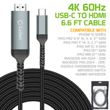 DCHDMI6 - Cellet 4K/60Hz HDMI to USB-C Cable, 6.6 ft. Type-C to HDMI Cable Compatible to iPad Pro 11in/12.9in, MacBook Air 2018/2017/2016, Google Chromebook Pixel, Nintendo Switch, Huawei MacBook - Space Gray