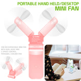 FAN500PK- 2 in 1 Mini Handheld Fan 500mAh Dual Fan Heads - Pink