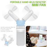 FAN500WT- 2 in 1 Mini Handheld Fan 500mAh Dual Fan Heads - White