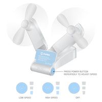 FAN500WT- 2 in 1 Mini Handheld Fan 500mAh Dual Fan Heads - White