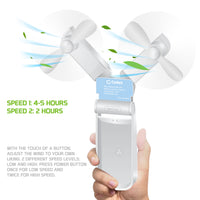 FAN500WT- 2 in 1 Mini Handheld Fan 500mAh Dual Fan Heads - White