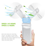 FAN500WT- 2 in 1 Mini Handheld Fan 500mAh Dual Fan Heads - White