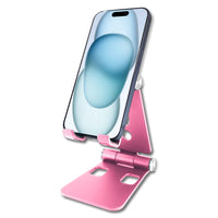 PHALURG - Rose Gold Desktop Phone Stand Smartphone Holder Mount, Durable Easy Folding.