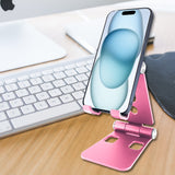 PHALURG - Rose Gold Desktop Phone Stand Smartphone Holder Mount, Durable Easy Folding.