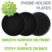 DISK3 - 3-Pack Phone Mounting Plate with Smooth Surface on the Front and Sticky Pad on the Back