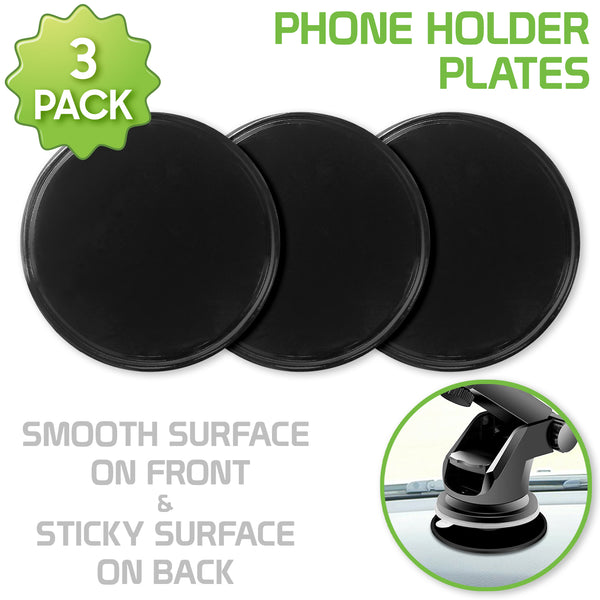 DISK3 - 3-Pack Phone Mounting Plate with Smooth Surface on the Front and Sticky Pad on the Back