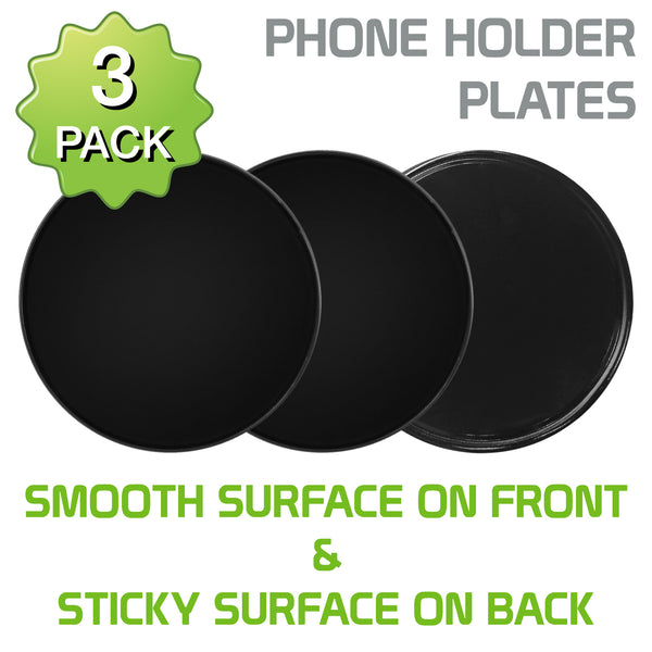 DISK3 - 3-Pack Phone Mounting Plate with Smooth Surface on the Front and Sticky Pad on the Back