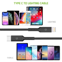 DCL40BK - USB Type C to MFI Lightning Data Cable, Cellet 3.3ft (1m) Braided USB Type C to Lighting Data Cable Compatible to iPhones iPad Pro Air mini for USB-C Charging