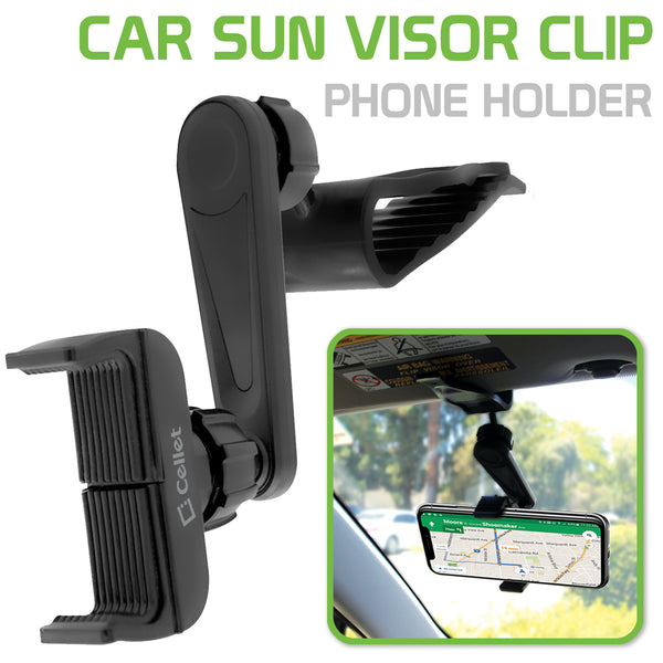 PH710 - Sun Visor Phone Mount, Sun Visor Clip Phone Mount Holder with 360 Degree Rotation Compatible to iPhone 12 Pro Max, 12 Pro, 12, Samsung Galaxy Note 20, 20 Plus and Other 4.7" Devices