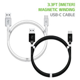 DCACOIL3WT - 3.3ft. (1m) Magnetic USB-C Cable, Magnetic Self Winding USB-C Charging and Data Sync Cable Cellular Phones, Tablets, GPS and other USB-C Enabled Devices – White