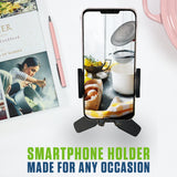 PHW100 - Cellet Desktop Phone Holder Stand for Desk - Adjustable 360 Degree Rotating Smartphone Mount with Quick Release Button, Non-Slip Base, Fits iPhone, Samsung Galaxy, Heavy Duty Desk Mount