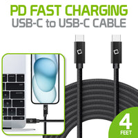 DCDC4BK - USB-C Charging Cable, 4ft. USB-C to USB-C Fast Charging and Data Sync Cable Compatible to ALL USB-C Device - Black