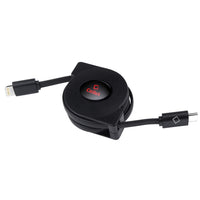 DCA8RBK - DAC8RBK - Cellet MFi Certified Retractable Lightning to USB-C Cable – 3ft Fast Charging Cord – Tangle-Free, Portable & Durable – Compatible with iPhone, iPad, and USB-C Chargers