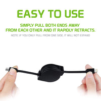 DCA8RBK - DAC8RBK - Cellet MFi Certified Retractable Lightning to USB-C Cable – 3ft Fast Charging Cord – Tangle-Free, Portable & Durable – Compatible with iPhone, iPad, and USB-C Chargers