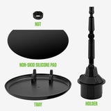PHSK119 - Cellet Cup Holder Tray for Car with Phone Mount – Expandable Base, 360° Rotation Food & Drink Tray with Non-Slip Surface, Adjustable Arm for Eating in Vehicle – Fits Most Standard Car Cup Holders