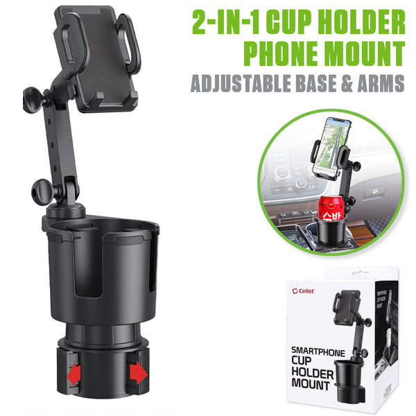 PH641 - 2-in-1 Cup Holder Phone Mount – Secure, Adjustable & Versatile