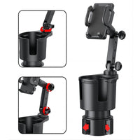 PH641 - Cup Holder With Phone Holder; Adjustable Base To Fit Most Cars