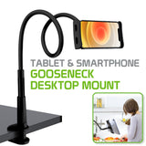 PHX200 - Cellet Gooseneck Tablet & Smartphone Desktop Mount with Spring Grips (Fits Devices 4.75-8 Inches) - Black