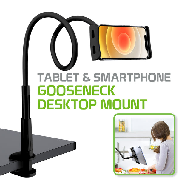 PHX200 - Cellet Gooseneck Tablet & Smartphone Desktop Mount with Spring Grips (Fits Devices 4.75-8 Inches) - Black