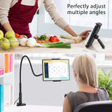 PHX200 - Cellet Flexible Gooseneck Tablet Holder & Smartphone Mount – 32-Inch Long Arm Desk Clamp Stand with 360° Rotation, Fits 4.5” to 8.5” Devices, Heavy-Duty Bedside & Kitchen Mount for iPad, iPhone, Black