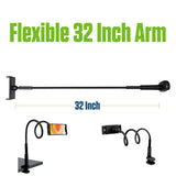 PHX200 - Cellet Flexible Gooseneck Tablet Holder & Smartphone Mount – 32-Inch Long Arm Desk Clamp Stand with 360° Rotation, Fits 4.5” to 8.5” Devices, Heavy-Duty Bedside & Kitchen Mount for iPad, iPhone, Black
