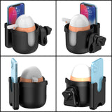 PH203CUPB - Universal Stroller Cup Holder with Phone Holder - 2-in-1 Stroller Organizer for Drinks & Smartphones - Non-Slip, 360° Rotatable Cup Holder for Strollers, Wheelchairs, Walkers, Bikes - Fits Most Phones