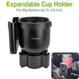 PH203CUPA - Expandable Car Cup Holder with Adjustable Base & Phone Holder, Fit Big Bottles 3.5 Inch