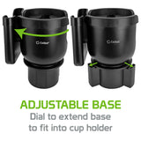 PH203CUPA - Expandable Car Cup Holder with Adjustable Base & Phone Holder, Fit Big Bottles 3.5 Inch