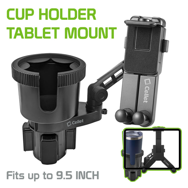 PH640 - Cup Holder Tablet Mount, Tablet Cup Holder Mount with Built in Cup Holder Compatible to iPads, Pro Air Mini Tablets