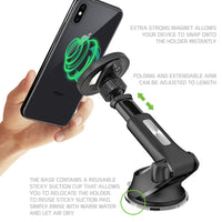 PHM300 - Magnetic Car Dashboard & Windshield Phone Holder Mount, 360 Rotation, Extendable Arm