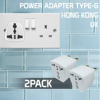 CNFPINGUK - Cellet Universal Travel AC Wall Power Adapter to Convert USA, China, AU, EU & other Plugs to UK/Hong Kong/Singapore Plug Socket (2-PACK)