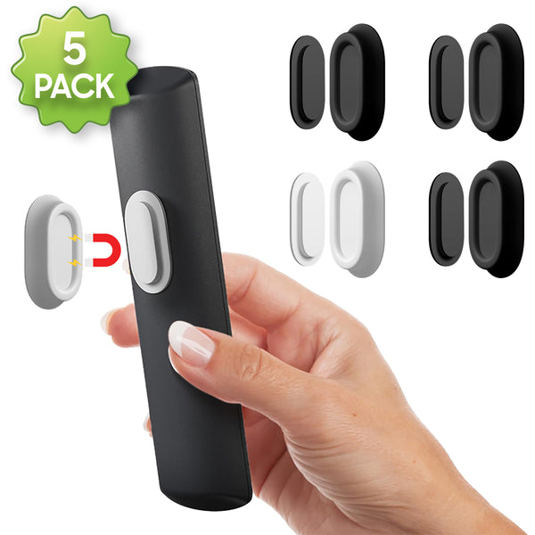 ACMR5 - Magnetic Remote Control Holder Wall Mount, 5 Pack Strong N52 Magnet Remote Organizer, Adhesive Mount for TV Remote, Air Conditioner, Fan, Game Controller & Home Gadgets – Black/Gray/White
