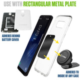 CLCMETALP4 - Heavy-Duty Magnetic Phone Mount Metal Plates 4 Pack - 2 Black & 2 White Adhesive Plates for Magnetic Car Mounts, Universal Thin Rectangular Metal Stickers with Protective Film for iPhone & Android