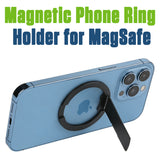CLCMRINGA - Magnetic Phone Ring Holder for MagSafe, 360° Rotation Finger Grip & Adjustable Kickstand, Slim Zinc Alloy Cell Phone Stand Compatible with iPhone 17 16 15 14 13 12 Pro Max, Black