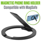 CLCMRINGA - Magnetic Phone Ring Holder for MagSafe, 360° Rotation Finger Grip & Adjustable Kickstand, Slim Zinc Alloy Cell Phone Stand Compatible with iPhone 17 16 15 14 13 12 Pro Max, Black
