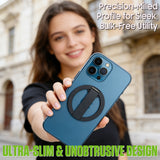 CLCMRINGA - Magnetic Phone Ring Holder for MagSafe, 360° Rotation Finger Grip & Adjustable Kickstand, Slim Zinc Alloy Cell Phone Stand Compatible with iPhone 17 16 15 14 13 12 Pro Max, Black