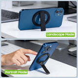 CLCMRINGA - Magnetic Phone Ring Holder for MagSafe, 360° Rotation Finger Grip & Adjustable Kickstand, Slim Zinc Alloy Cell Phone Stand Compatible with iPhone 17 16 15 14 13 12 Pro Max, Black