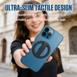 CLCMRINGA - Magnetic Phone Ring Holder for MagSafe, 360° Rotation Finger Grip & Adjustable Kickstand, Slim Zinc Alloy Cell Phone Stand Compatible with iPhone 17 16 15 14 13 12 Pro Max, Black