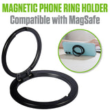 CLCMRINGB - Magnetic Phone Ring Holder for MagSafe, Ultra-Thin Zinc Alloy Kickstand, 360° Rotation Cell Phone Grip Compatible with iPhone 17 16 15 14 13 12 Pro Max & Android