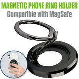 CLCMRINGC - Magnetic Phone Ring Holder Compatible with MagSafe - Ultra-Light 45g Aerospace Design - 360° Rotation & 90° Flip Metal Kickstand - Strong Grip Mount for iPhone 15 14 13 12, Plus, Pro Max & All Cases