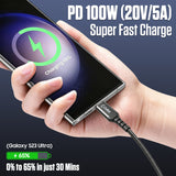 DCCC5FT - Cellet 100W USB C 2-in-1 Charging Cable, Dual USB C Splitter Fast Charger PD 100W 20V/5A, Charge 2 USB-C Devices Simultaneously, 480Mbps Data Transfer, Braided USB C Cable for MacBook, iPad, Galaxy