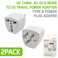 CNFPINBUS - Cellet Universal Travel AC Wall Power Adapter to Convert China, UK, AU, EU & other Plugs to US Plug Socket (2-PACK)