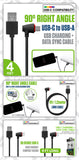 DCA904BK - Cellet 90 Degree USB C to USB A Cable (4ft) Right Angle Type C Charging & Data Sync Cord, Heavy Duty Fast Charge Compatible with Apple iPhone 17/16/15 Series, Samsung Galaxy, Pixel, Moto, iPad, Laptop