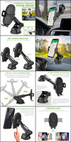 RHSU200 - Cellet Dashboard/Windshield Phone Mount with Telescoping Arm – Adjustable Suction Holder, 360° Rotation, One-Touch Release – Fits iPhone 16/15/14 Pro Max, Samsung Galaxy S25/S24/S23 & More