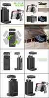CLIPHDB - Cellet Universal Heavy Duty 360° Swivel Belt Clip Holder - Secure Phone Holster w/ Kickstand for All Smartphones &amp; Cases - Durable, Rotatable Belt Clip