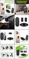 CLIP4BLACK - Cellet Universal Swivel Clip Set – 4-Piece Mount Kit for Phones, Walkie-Talkies & Remotes – 360° Rotation, Quick Release, Belt Clip & Double-Sided Adhesive Mount