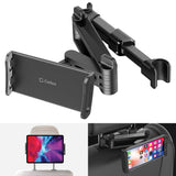 PH355BK - Universal Back Seat Headrest Tablet/Phone Mount Holder with Extendable Telescopic Arm and 360 Degree Rotation for Apple iPad, iPad Pro, iPad Mini, iPhones and Other Smartphones and Tablets (fits up to 8”) by Cellet - Black